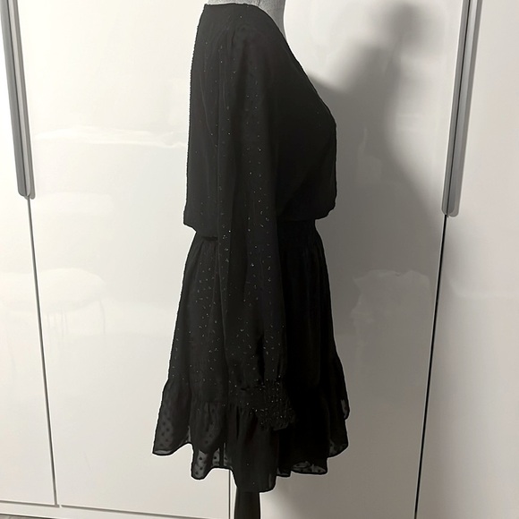 MICHAEL KORS V Neck Frill Long Sleeve Lined Dress, Size M - Picture 8 of 14